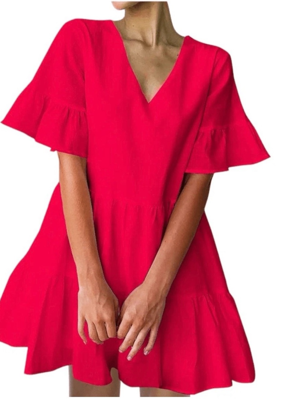 Fancyinn Red Flutter Sleeve Dress Size Small
